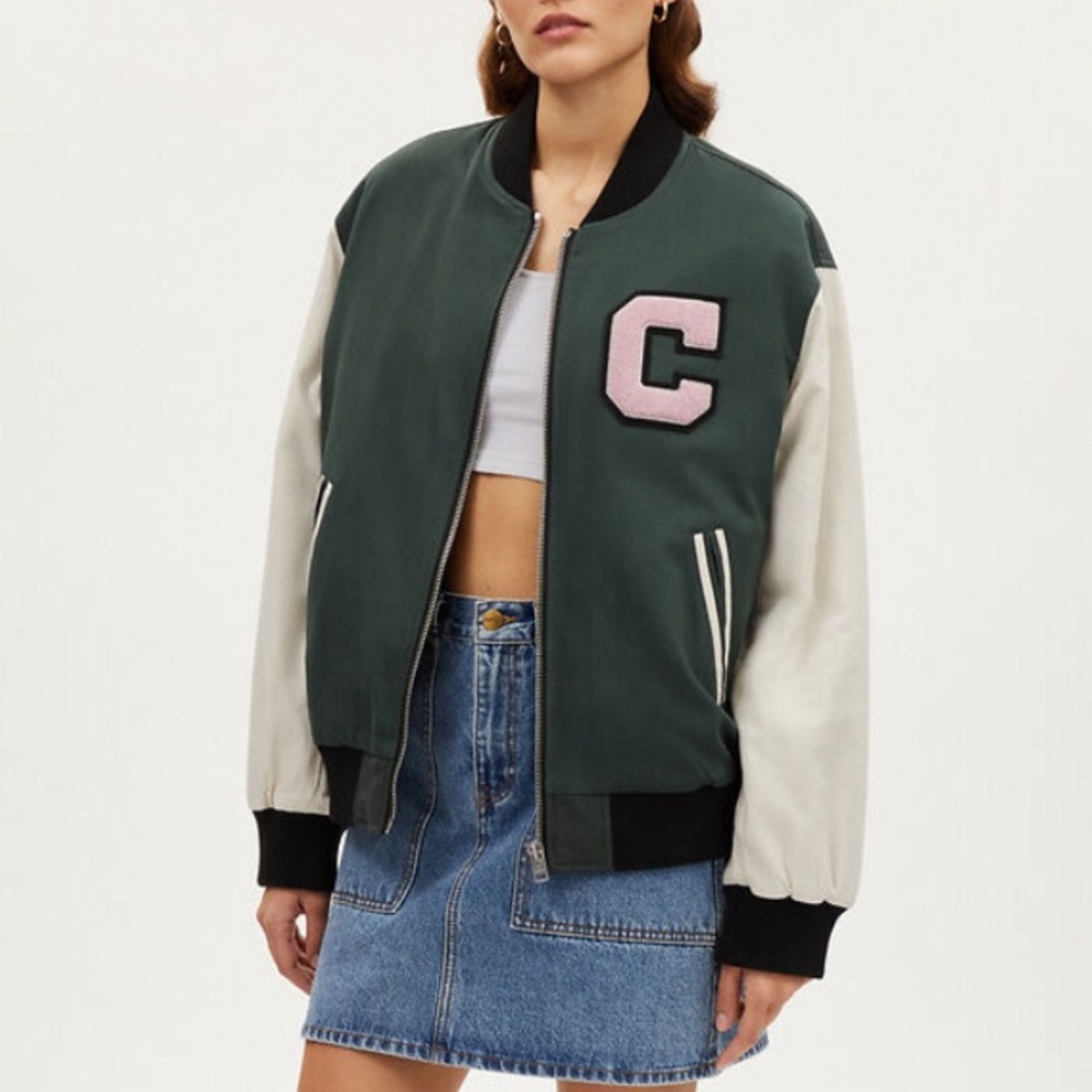Coach Varsity Jacket pink terry patch size M